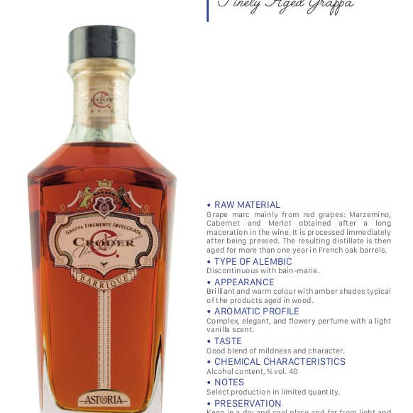 Metina SAS - Wholesale Pre-Mixed/Ready-Made Alcoholic Drinks - Croder Astoria Barrique Grappa 70 cl.4