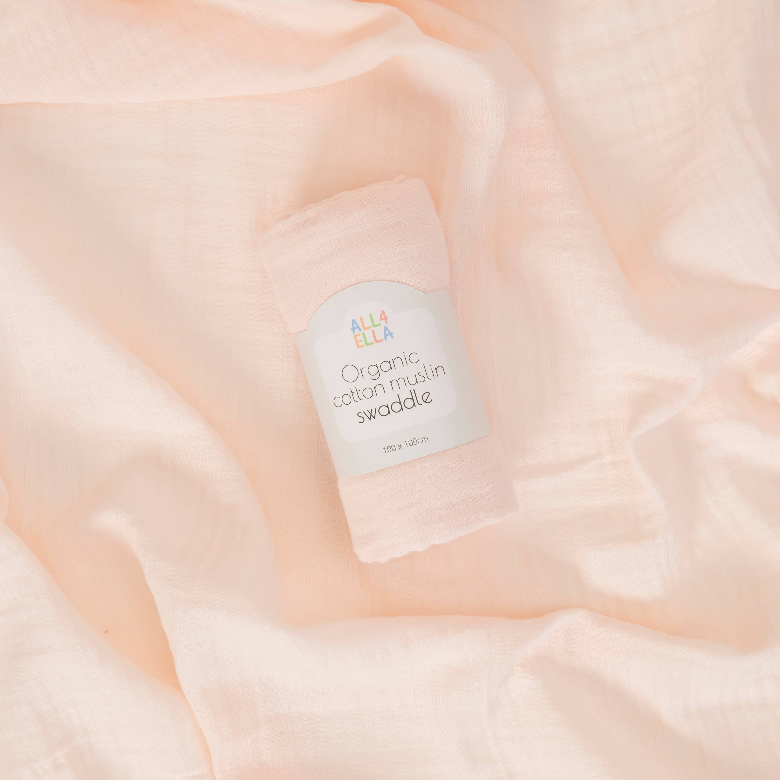 All4Ella - Wholesale Swaddle - Baby - Organic Muslin Swaddle - Baby Pink1