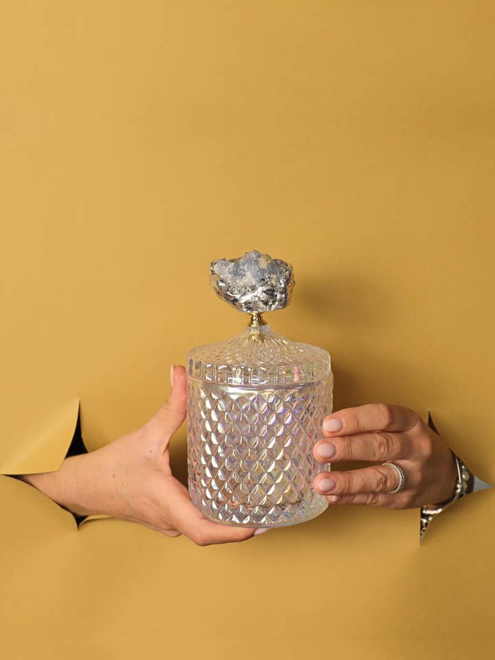 Glass Box POPI -Blue Geode Celestite| Gift| Mother's Day| for wholesale by PIETRA DI CASA