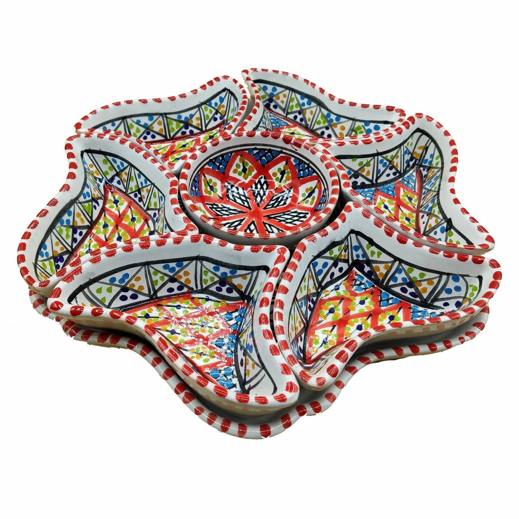 Etnico del Mondo - Wholesale Appetizer Serveware - Tunisian Hand-Painted Ceramic Flower Appetizer Dish #21