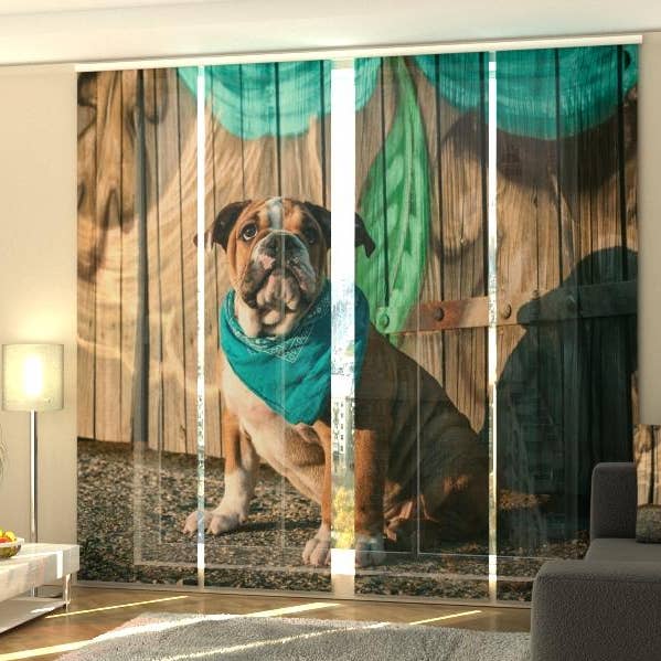 Juego de 4 cortinas con paneles para cachorros de bulldog inglés - para venta al por mayor de IlyDecor
