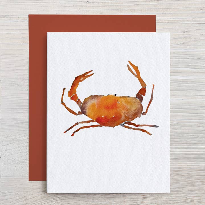 Watercolor Crab Note Card for wholesale by Waterline Studio