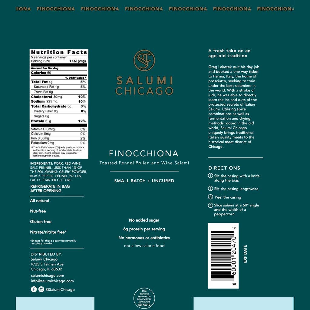 Salumi Chicago – wholesale Salami – Finocchiona Salami (Ohärdad)3