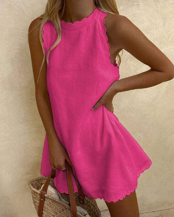 Fashion Combination - Wholesale Blouse - Women's - new scallop trim sleeveless casual dress5