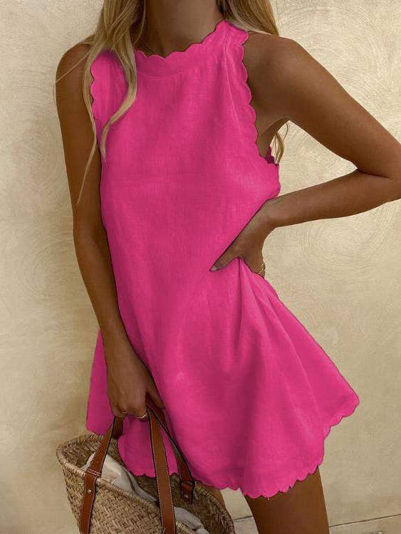 Fashion Combination - Wholesale Blouse - Women's - new scallop trim sleeveless casual dress5