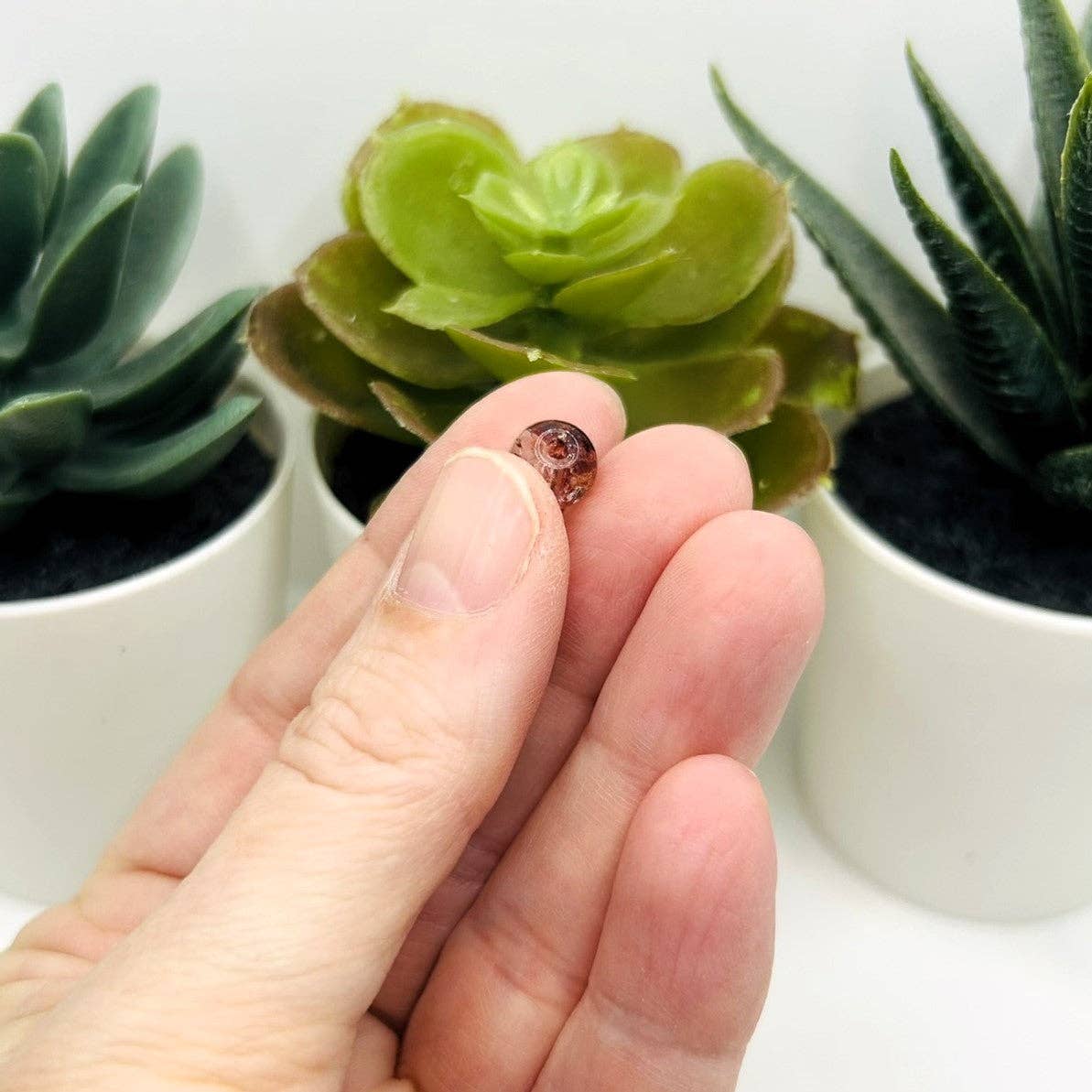 Guerrilla Charm - Wholesale Beads - 8.5mm Brown and Clear Crackle Glass Beads2