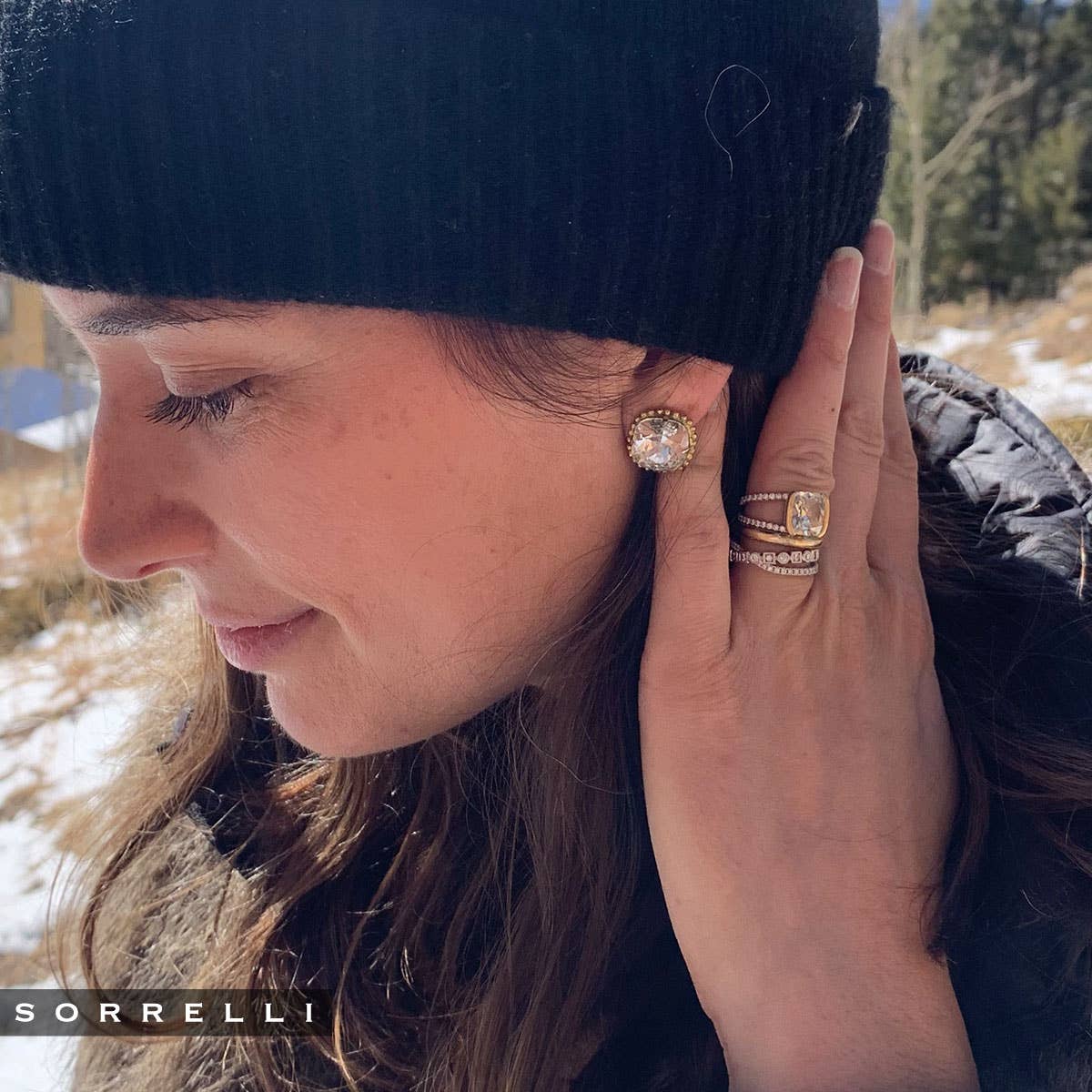 Clair Boucles d'oreilles à tige solitaire taille coussin - EBX10BGCRY en vente sur Faire2