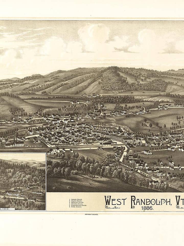 West Randolph, Vermont 1886 for wholesale by Relic Map Co.