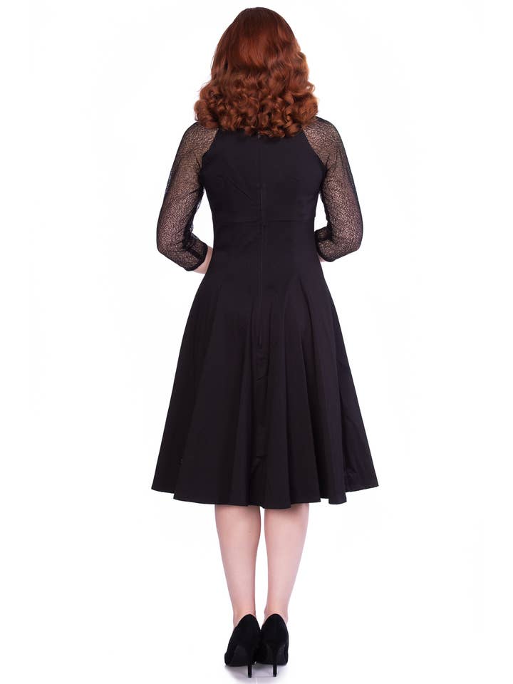 Timeless London - Wholesale Dress - Women's - Charline Black Dress with Sheer lace arms details1