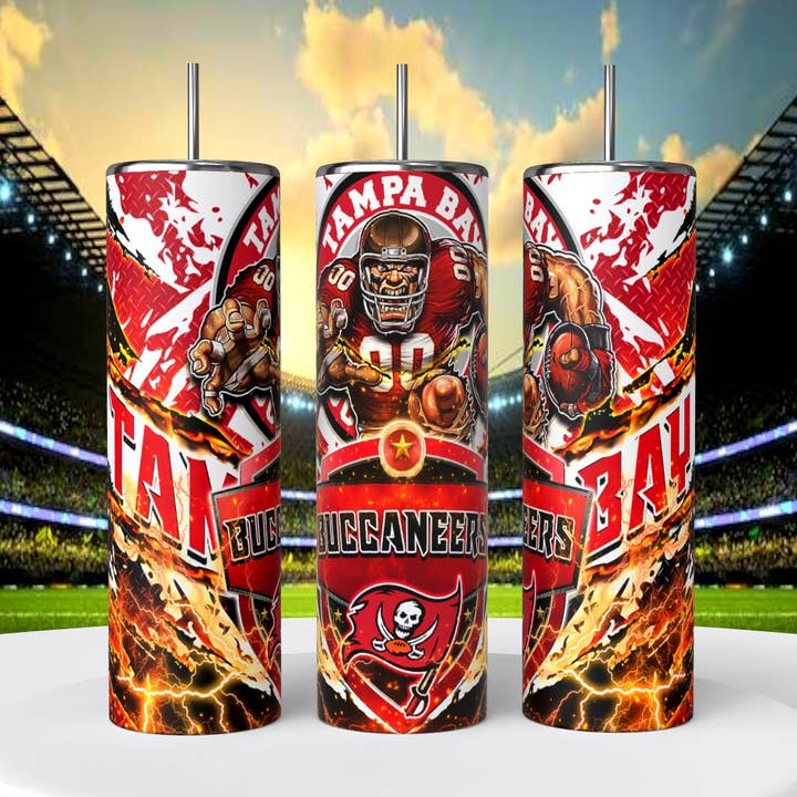 Tampa Bay Buccaneers Skinny Tumbler • 20 oz roestvrij staal • Drinkgerei voor wholesale door CoRo & Company