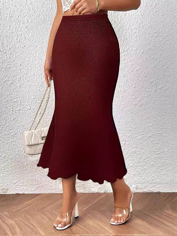 Chicto - Wholesale Skirt - Women's - High Waisted Loose Elasticity Solid Color Skirts