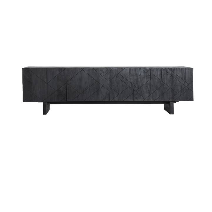 Mueble TV Bouloc, contemporáneo en madera de mango en negro para venta al por mayor de Kodu Home Design
