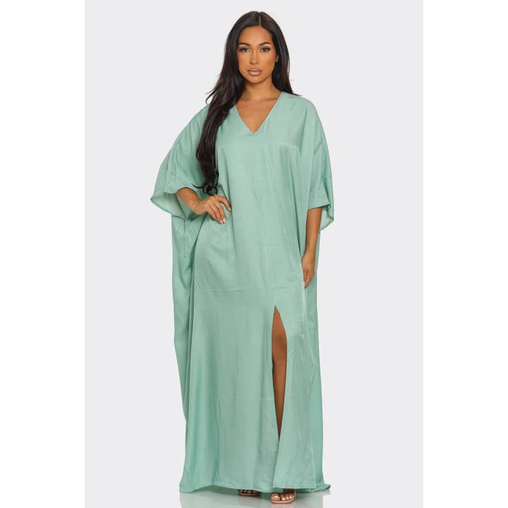Robe Caftan Maxi Décontractée à Col en V pour la vente par Style Up