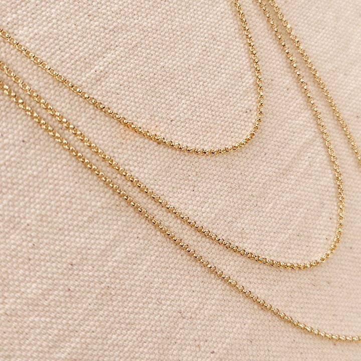 GoldFi - Wholesale Link & Chain Necklace - 18k Gold Filled 1.5mm Rolo Chain Available in 16", 18", 20",