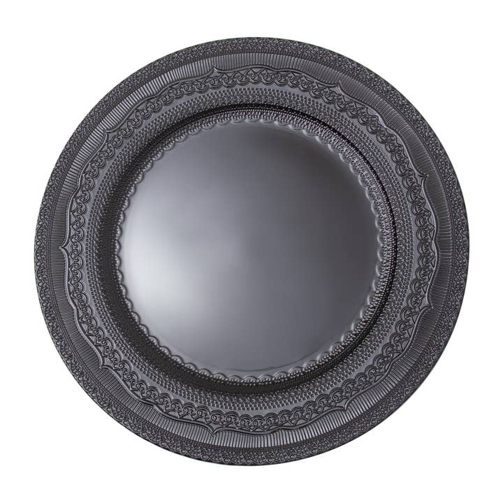 Eyelet Plastic Charger Plate 13" - Black for wholesale by Portofino International Trading, USA