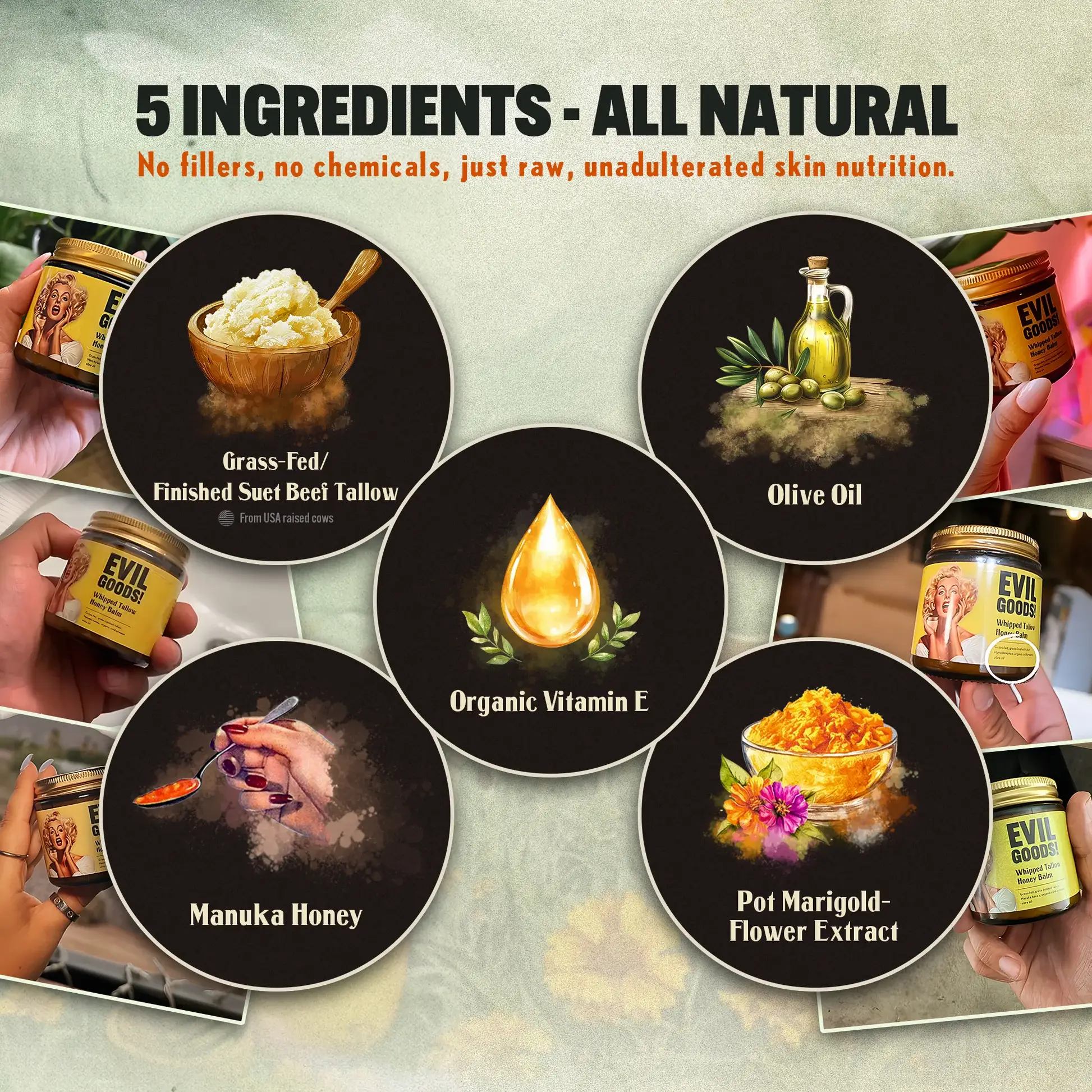 Moes Group - Vendita all'ingrosso Crema/lozione corpo - Balsamo Viso al Burro di Manzo Montato Evil Goods Skincare4