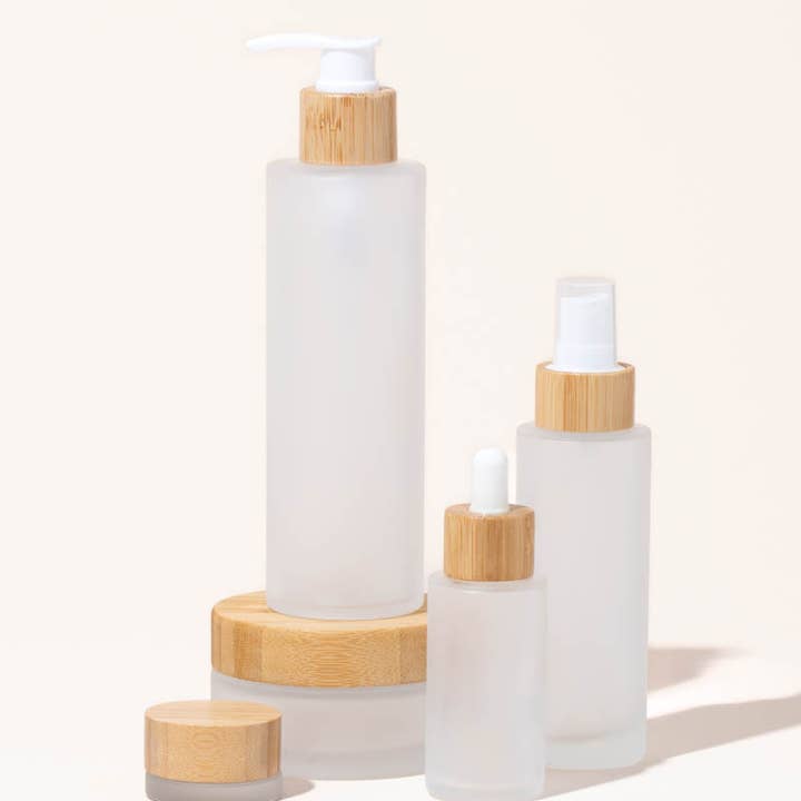 makesy - Wholesale Spray Bottle - 3.4 oz / 100 ml frosted glass & bamboo spray bottle