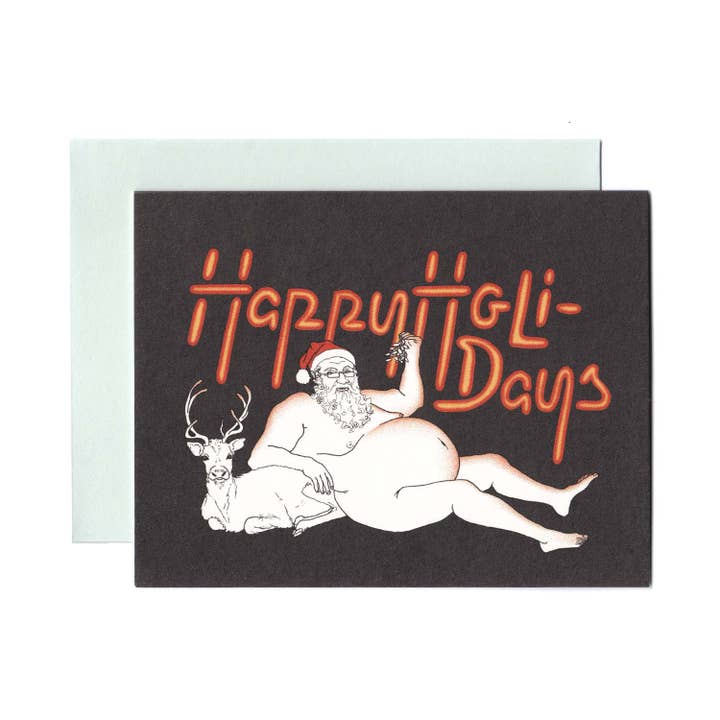 Raunchy Santa “Happy Holidays” Humor Christmas Card for wholesale by Nowhere In Paradise