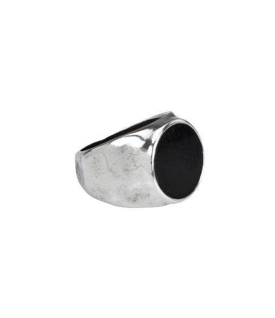 Leo Hammered Onyx Signet Ring