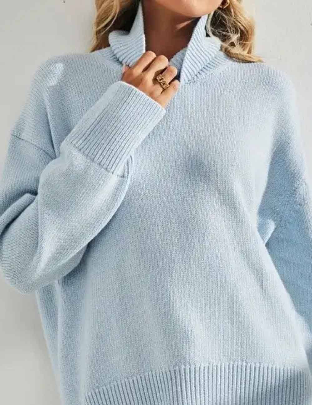 Sweetkama - Wholesale Knit Sweater - Women's - Ladies Solid Color Turthleneck Long Sleeves Knit Sweater2