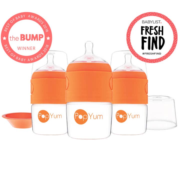 PopYum - Venta al por mayor Biberones - Paquete de 3 botellas para hacer fórmulas anticólicas PopYum Orange de 5 onzas