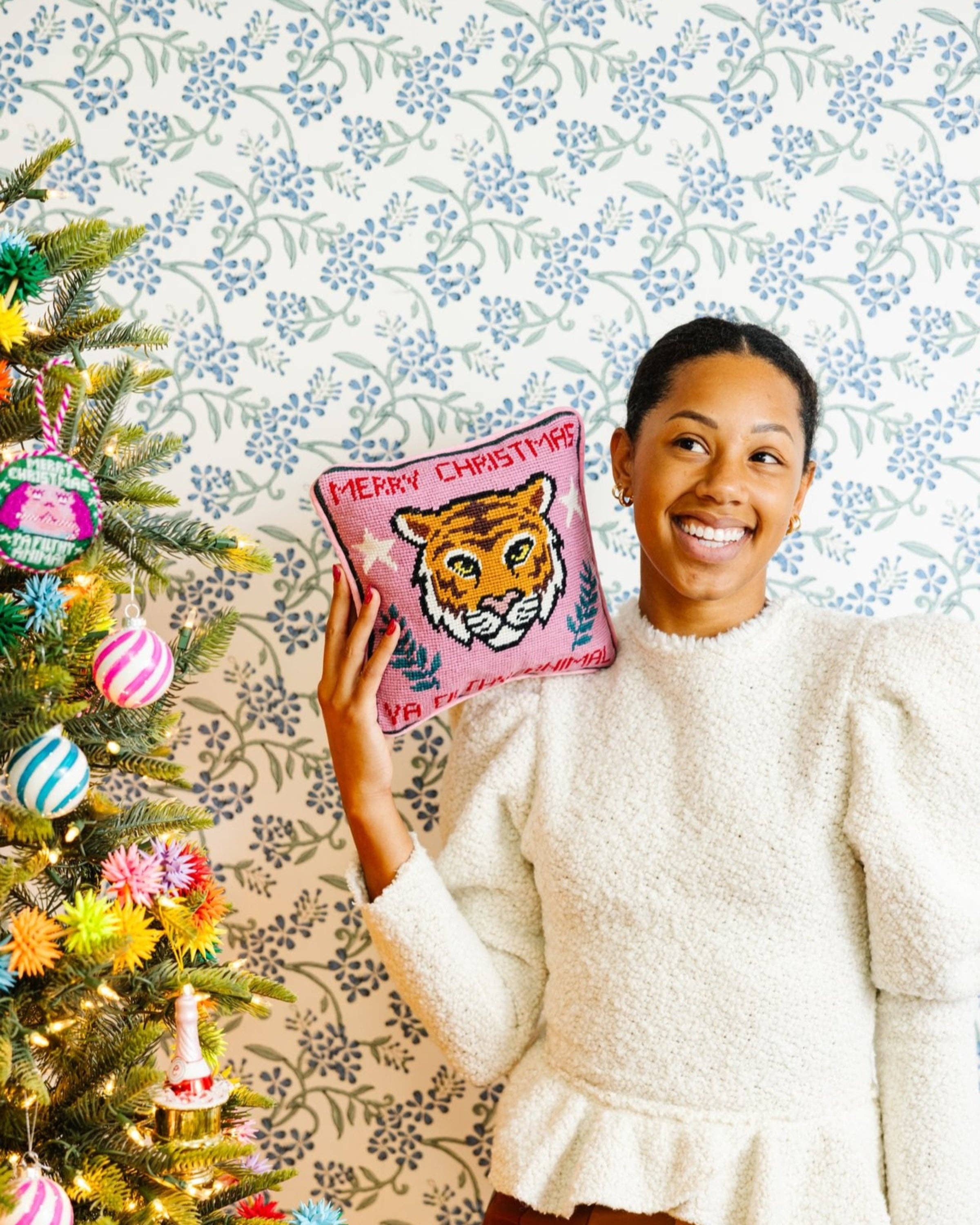 Furbish Studio - Wholesale Throw/Decorative Pillow - Filthy Animal Needlepoint Pillow3