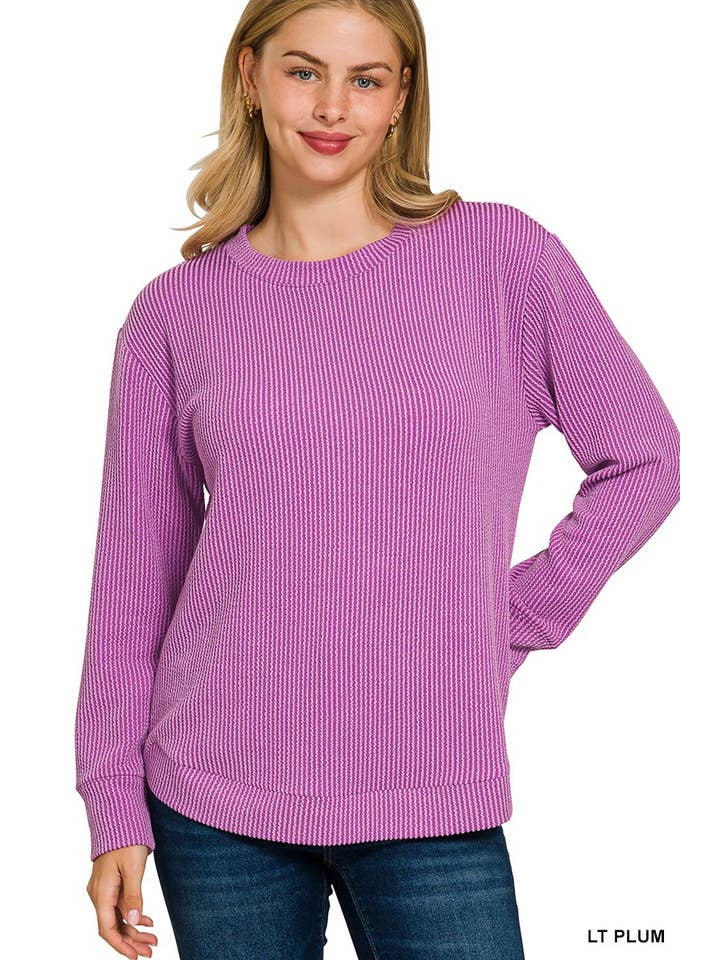 Vanilla Monkey - Wholesale Sweatshirt - Women's - Raised Rib Round Neck Long Sleeve Top5