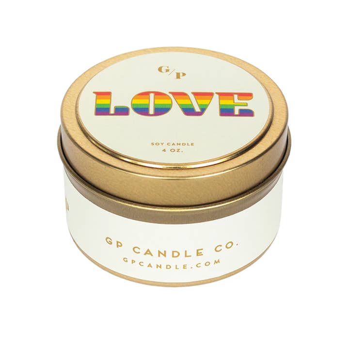 GP Candle Co. - Wholesale Travel Candles - Love Pride Just Because 4 oz. Candle Tin1