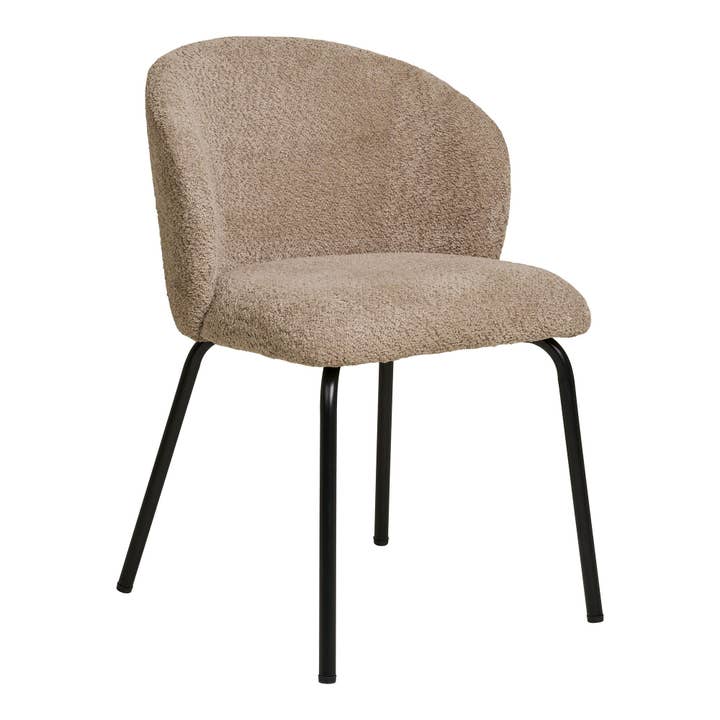 Safira - Dining chair. beige bouclé with black legs for wholesale by House Nordic