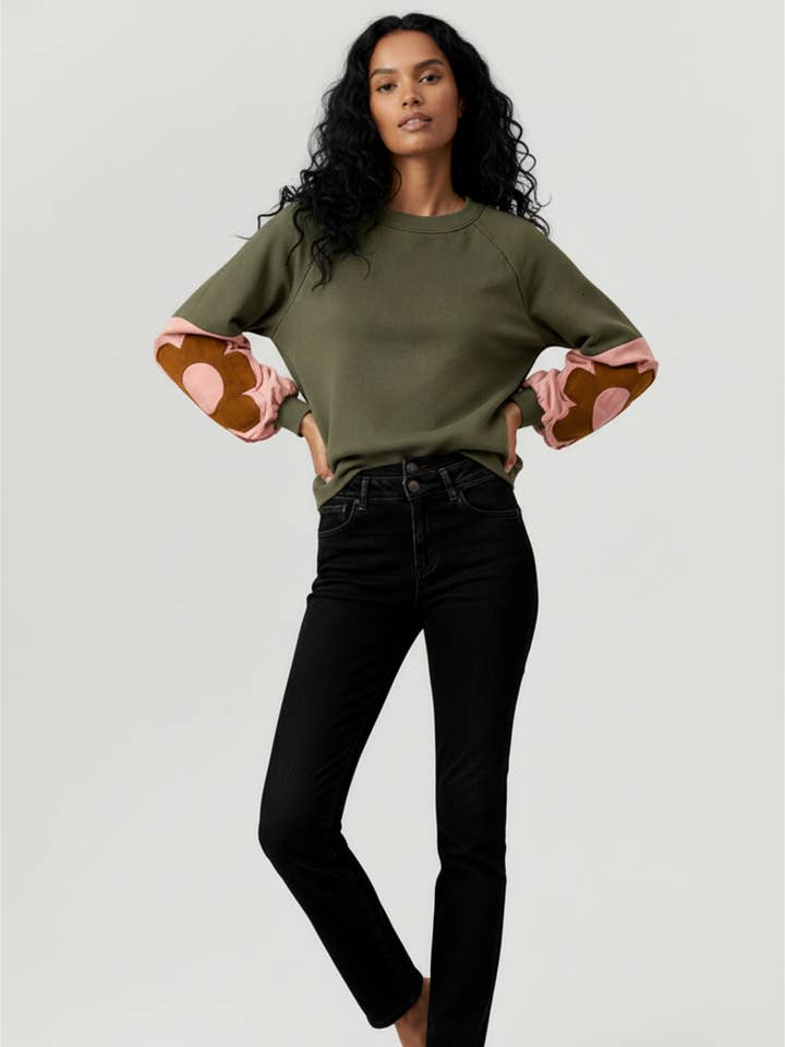 Kori America - Wholesale Knit Top - Women's - FLORAL PATCHWORK LONG SLEEVE COLOR BLOCK TOP5