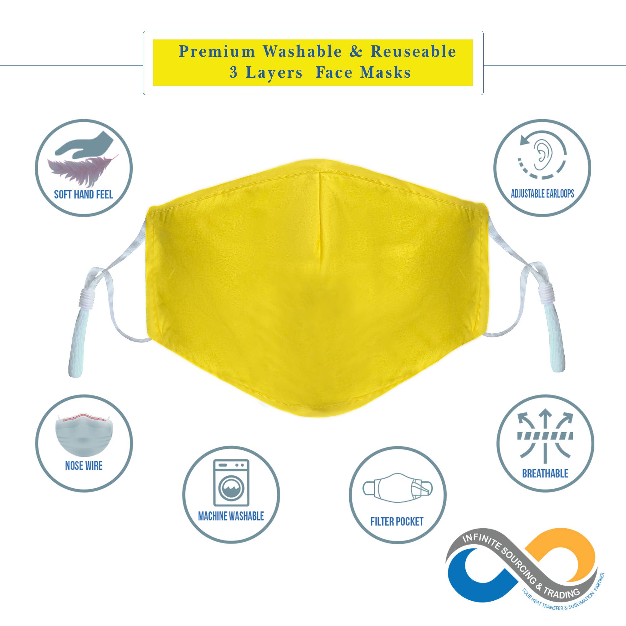 Infinite Sourcing & Trading LLC. - Wholesale Protective Face Mask/Shield - Reusable/Washable Cotton Face Mask, Solid Color Face Mask0