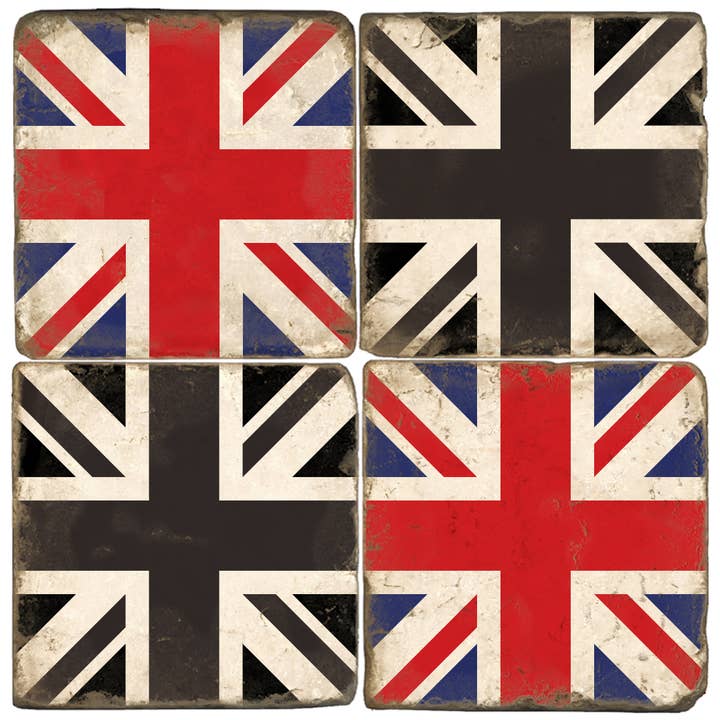 Union Jack - Tumbled Marble Coasters Set/4 for wholesale by Studio Vertu