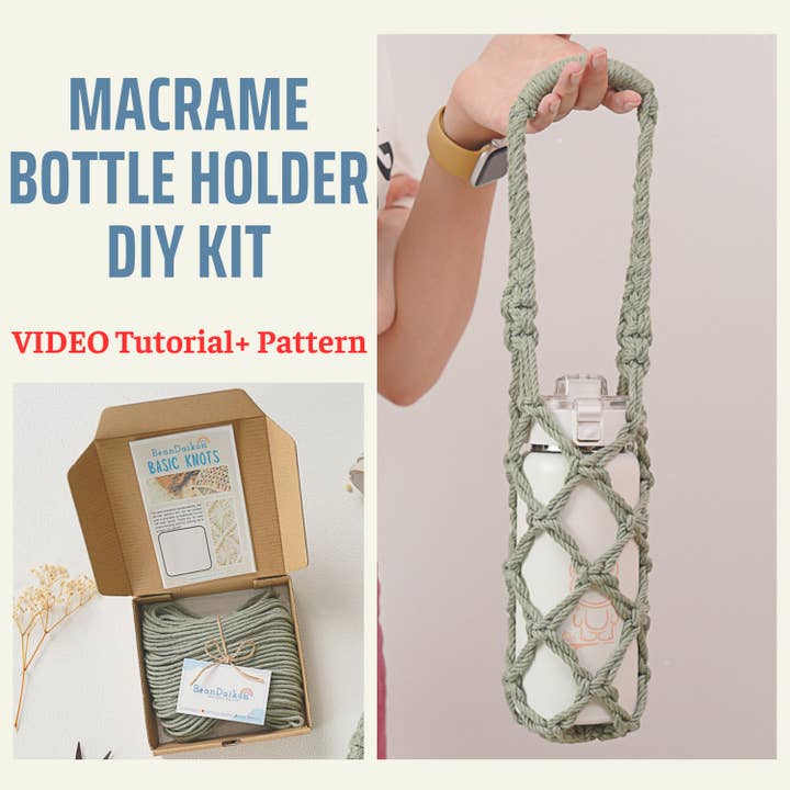 BeanDaikon - Wholesale DIY Craft Kit - DIY Macrame Water Bottle Holder Craft Kit K32