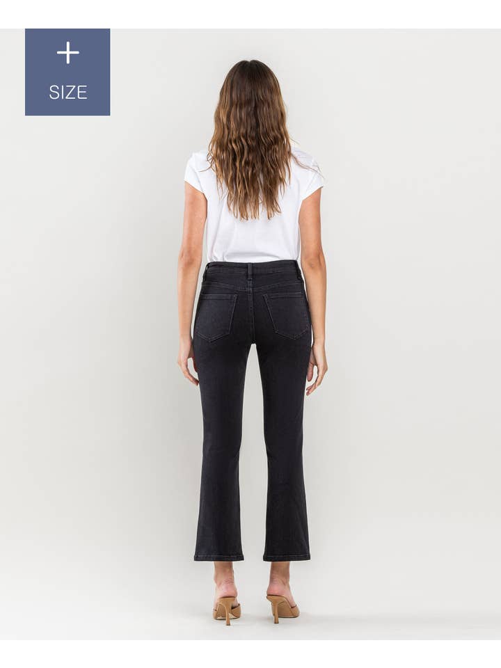 REFINE PLUS SIZE HIGH RISE CROP FLARE JEANS LV1170-P for wholesale on Faire