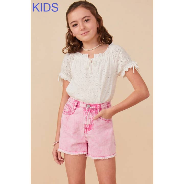 PINK Girls Washed Cutoff Denim Shorts for wholesale on Faire