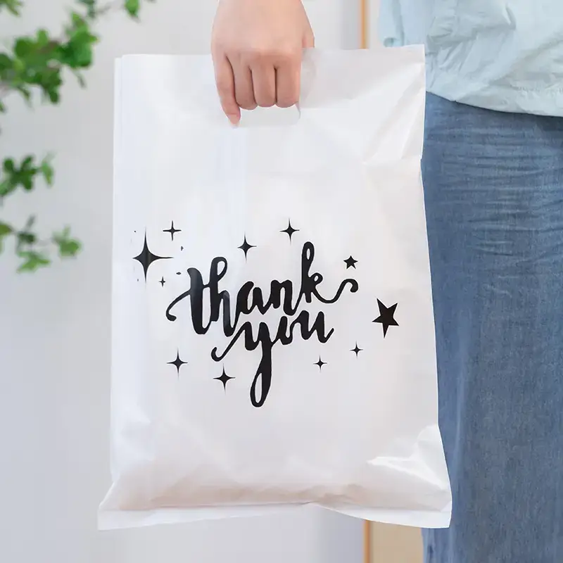 ByHome - Wholesale Gift Bag -  100pcs, White Thank You Stars Cut-out handle PVC gift bag2