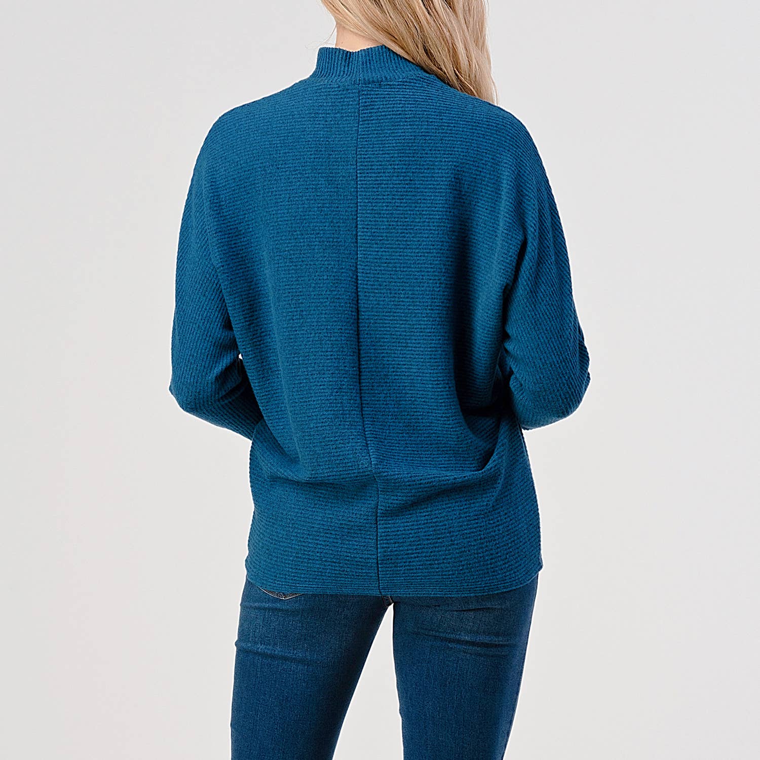 Heimious - Wholesale Knit Top - Women's - Mock Neck Long Dolman Sleeve Ribbed Knit Top, T26123