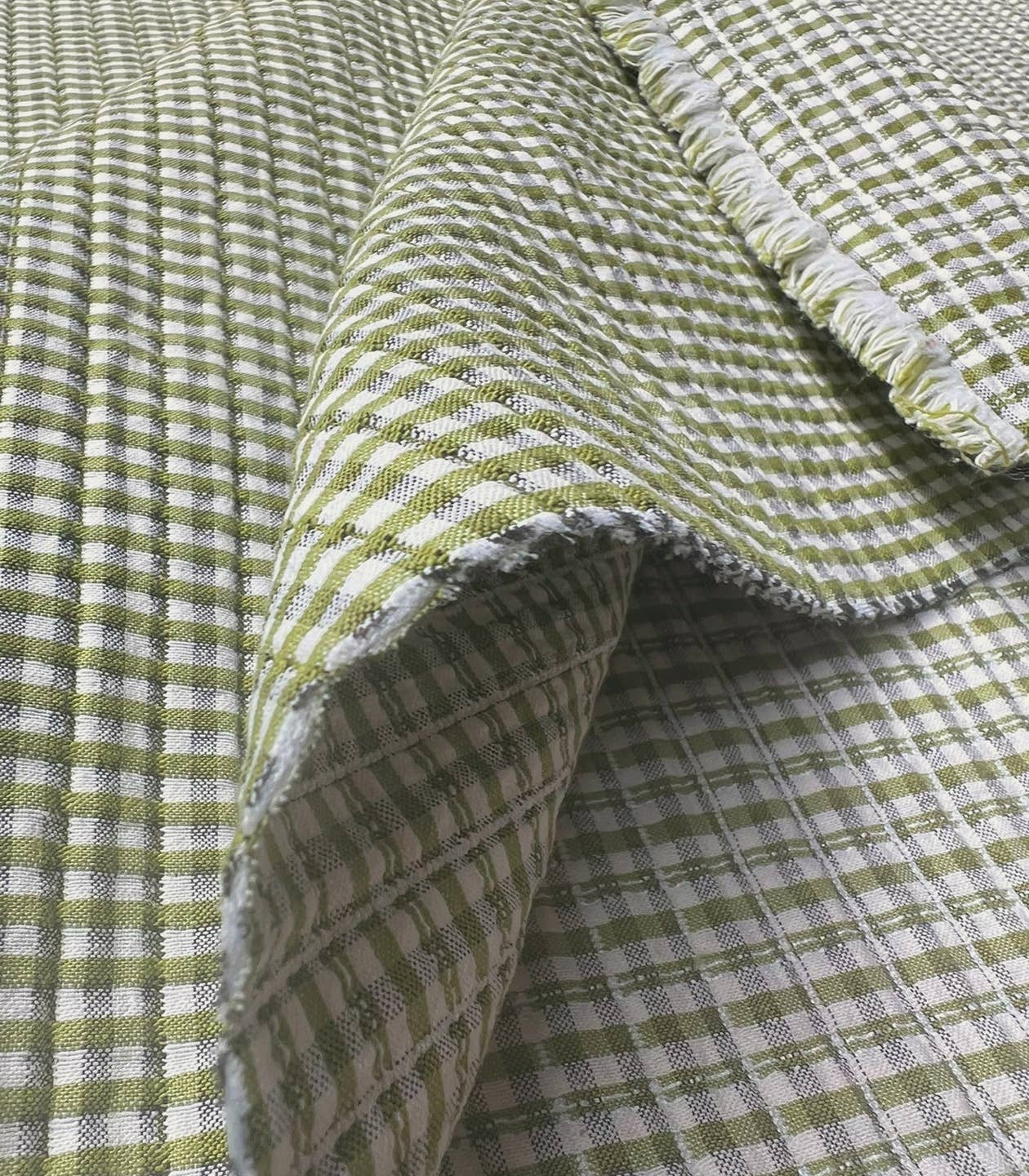 COUSETTE - Wholesale Fabric - Quilted Gingham Fabric - Kiwi Green3