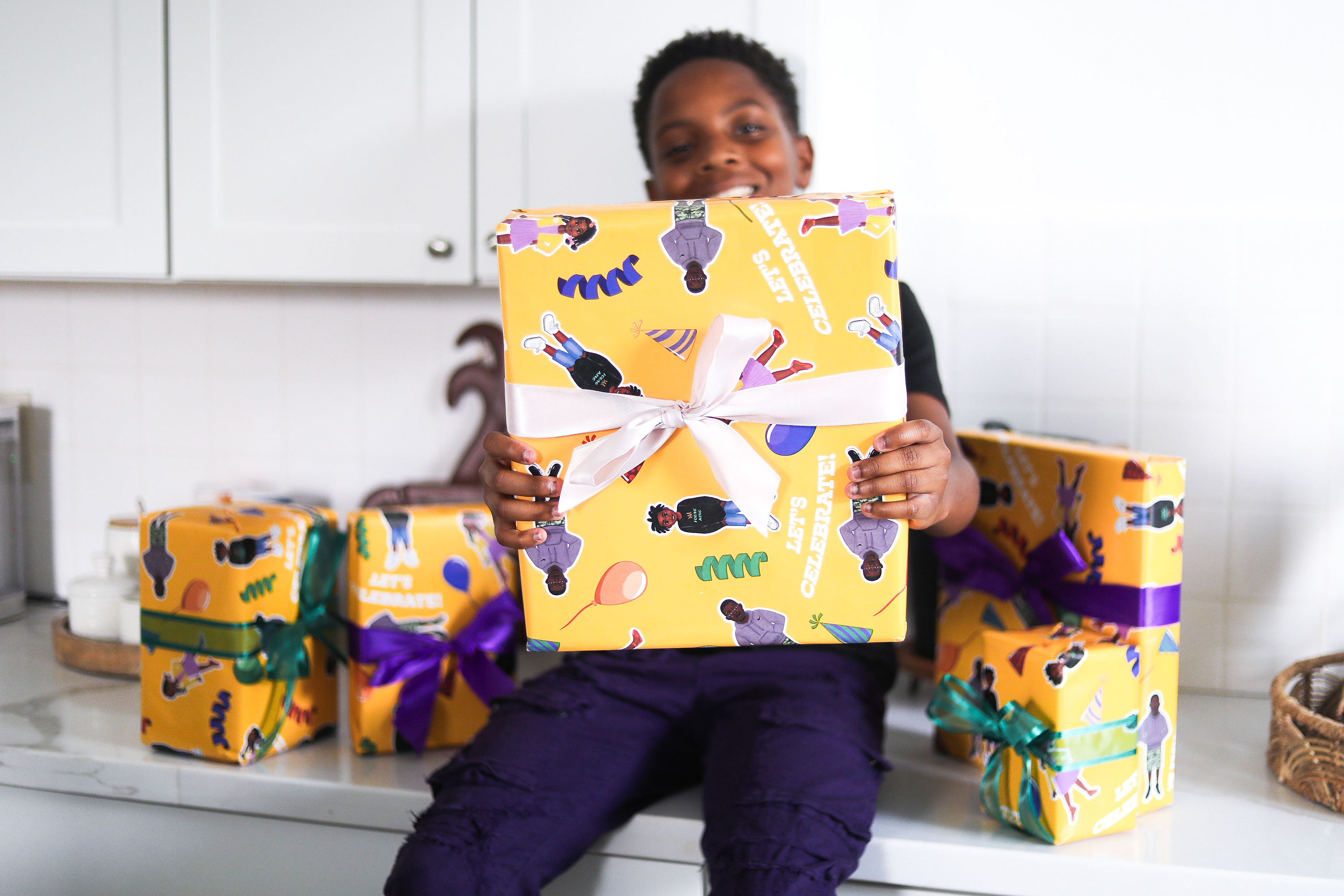 Mah Melanin - Wholesale Flat Wrap - Let's Celebrate African American Kids Gift Wrap Birthday1