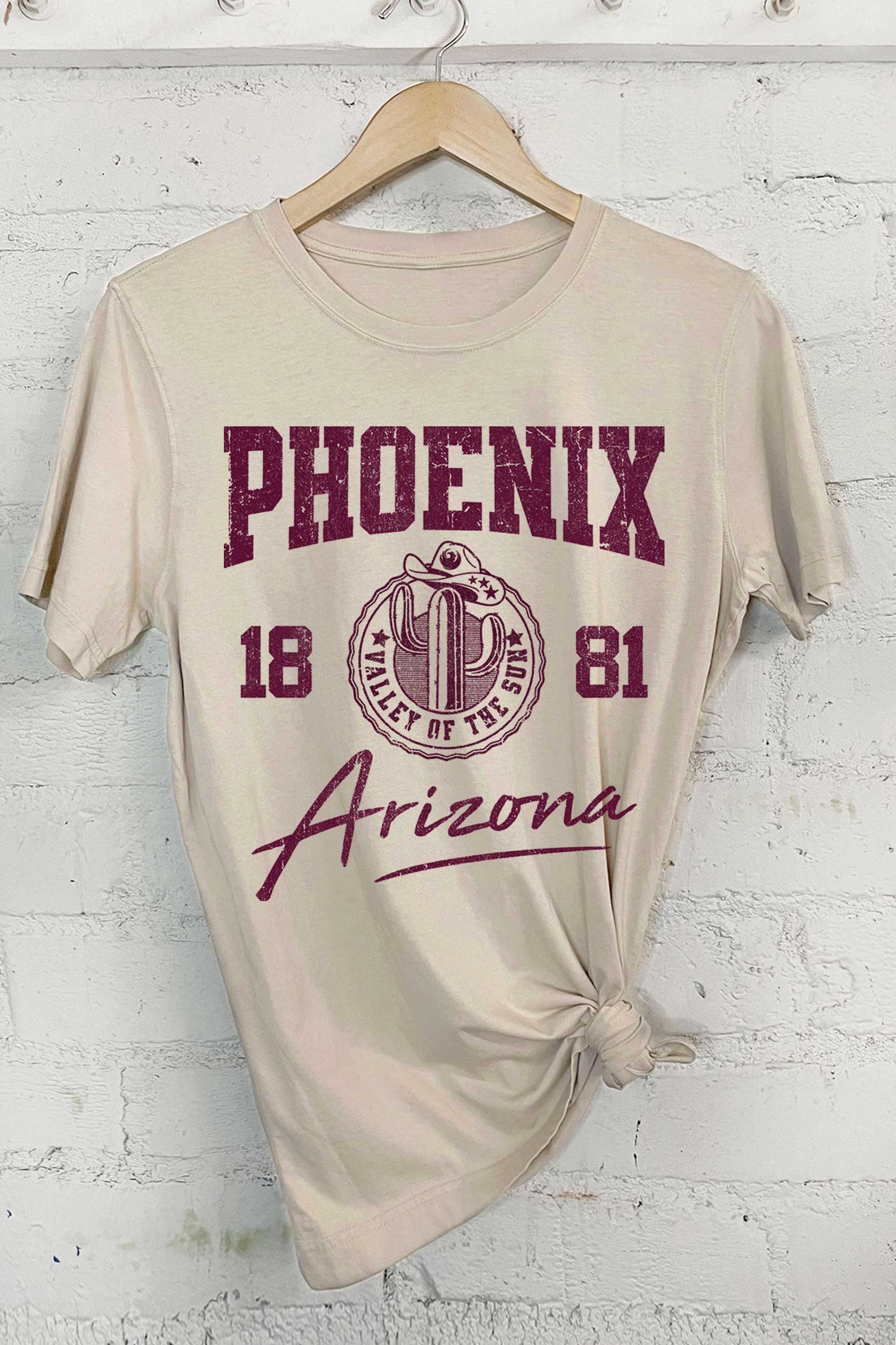 Rustee Clothing - Wholesale Screen Printed T-Shirt - Women's - PHOENIX ARIZONA VALLEY OF THE SUN 1881 GRAPHIC TSHIRTS6