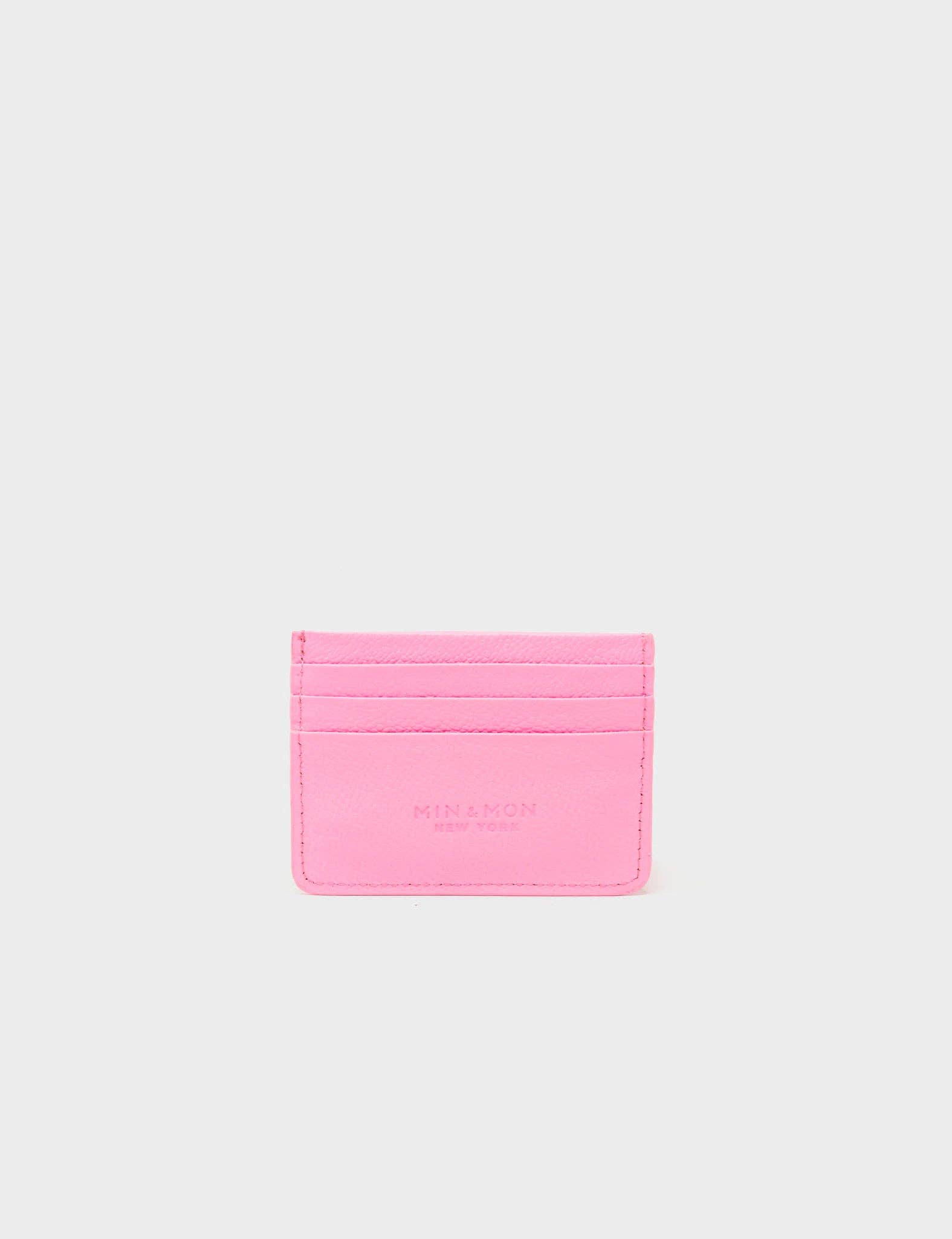 Min & Mon - Wholesale Card Holder - Women's - Filium Bubblegum Pink Leather Cardholder - All Over Eyes Embroidery1