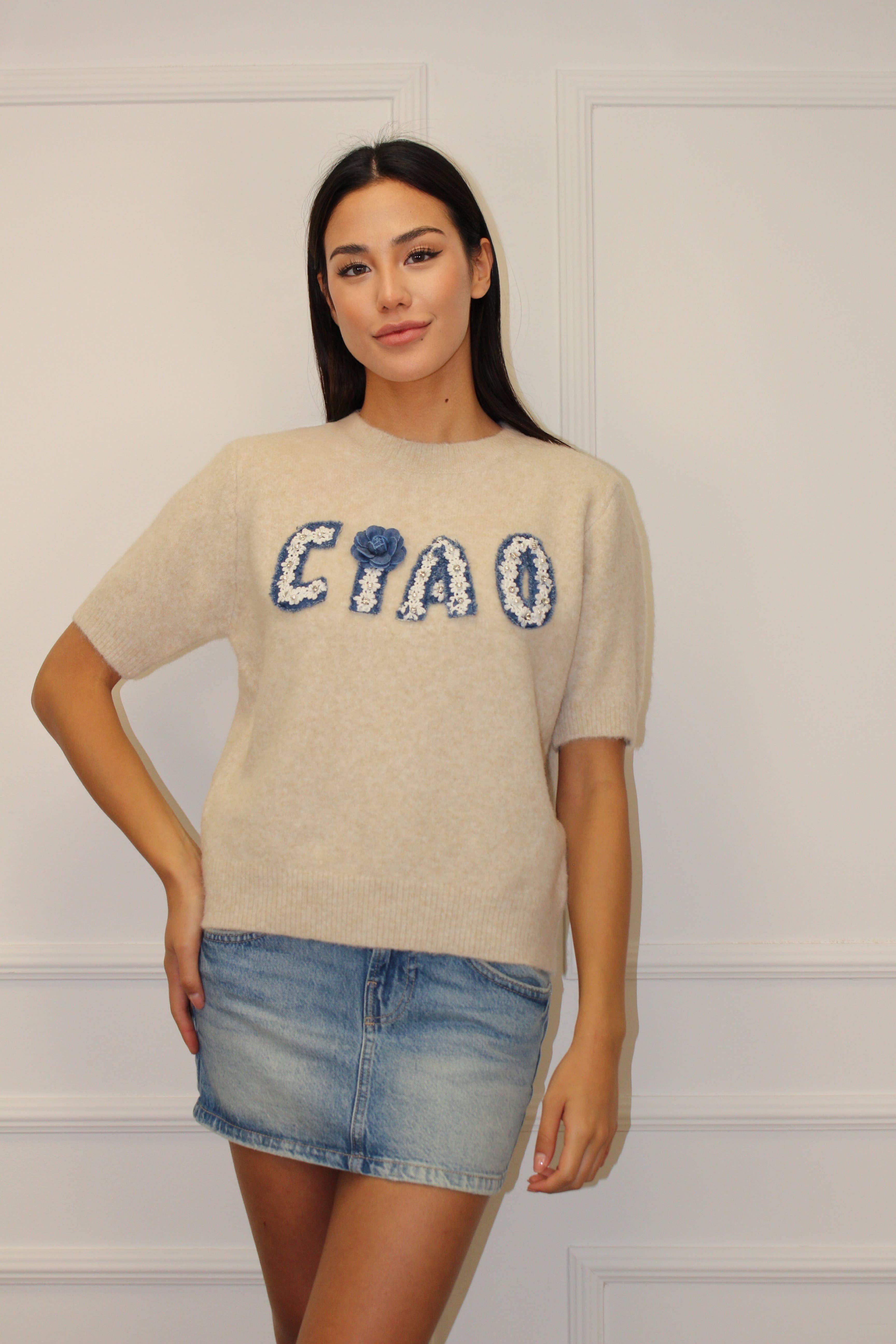 Chilli Girl Collection - Wholesale Knit Sweater - Women's - Round neck CIAO short sleeve sweater  3