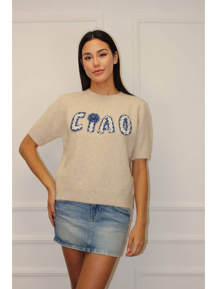 Chilli Girl Collection - Wholesale Knit Sweater - Women's - Round neck CIAO short sleeve sweater 3