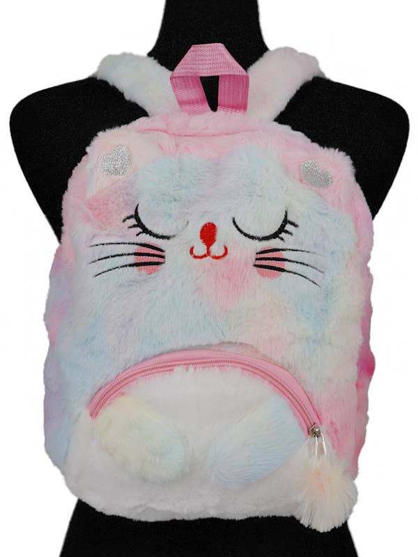 Sleeping Cat Faux Fur Plush Backpack for wholesale by Cap Zone