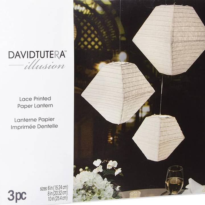 Factory Direct Craft – wholesale Decorative tabletop object – Lace Printed Paper Lanterns (Pack of 3)1
