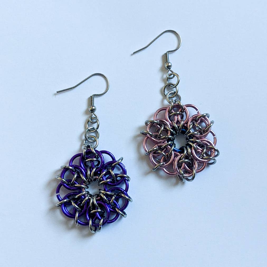 Synthetic Youths - Wholesale Dangle Earrings - Colourful Celtic Flower Chainmaille Earrings0