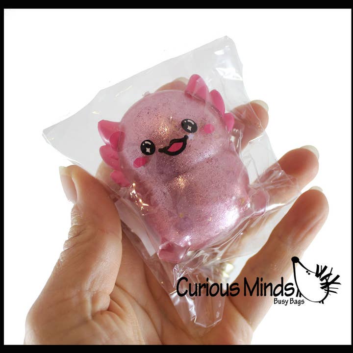 Curious Minds Toys - Wholesale Squishy Toy - Kids & Baby - 1 Axolotl Thick Metallic Gel Stress Ball - Sticky Fun Fidge7