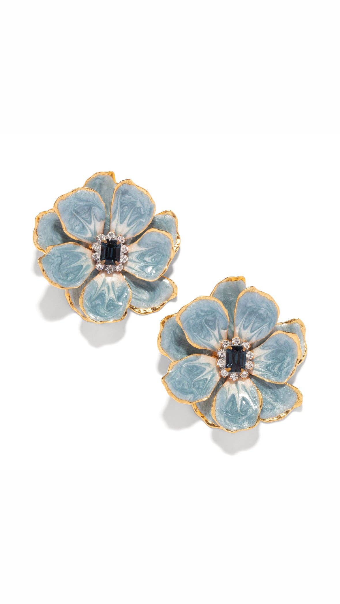 The Pink Reef - Vente Boucles d'oreilles pendantes - La précommande est expédiée le 6/30 : The Pink Reef, grande boîte à bijoux peinte à la main, bleu poussiéreux, à fleurs