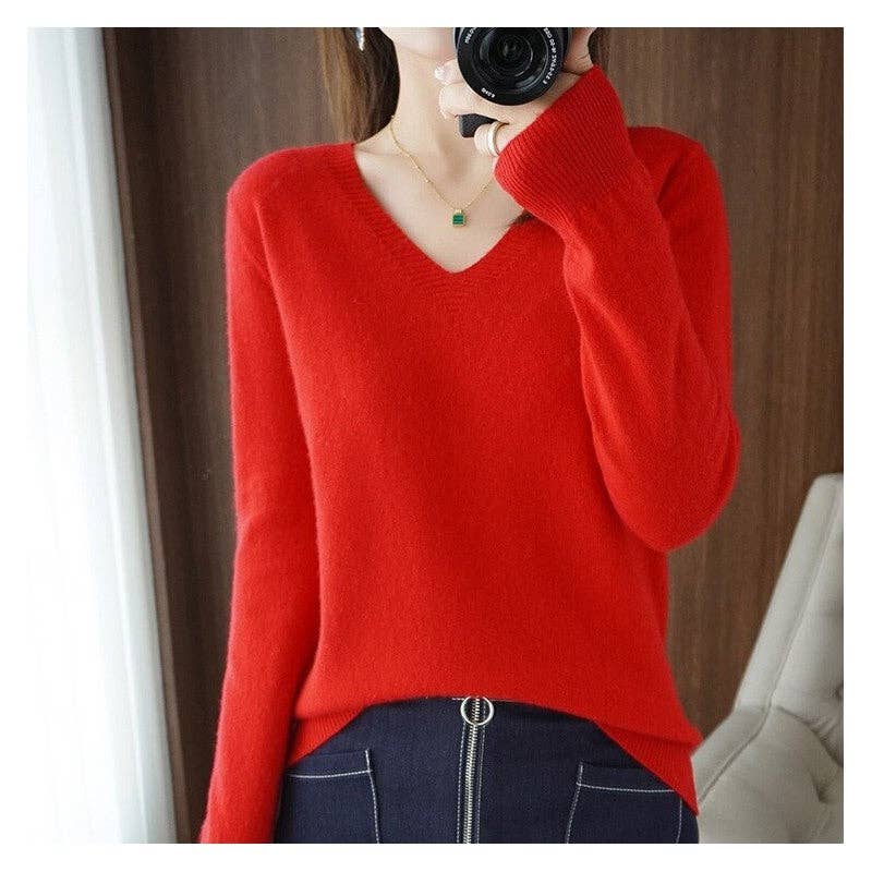 FurDecoration - Vendita all'ingrosso Maglione tricot - Donna - Maglione in cashmere Loose Fit Plus Size tinta unita2