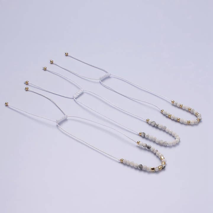 Aim Eternal – Engroshandel Perlearmbånd – 14 K guld fyldt Howlite Multifacetteret hvid bomuld streng justerbar armbånd | WA-2184 ~ WA-2186